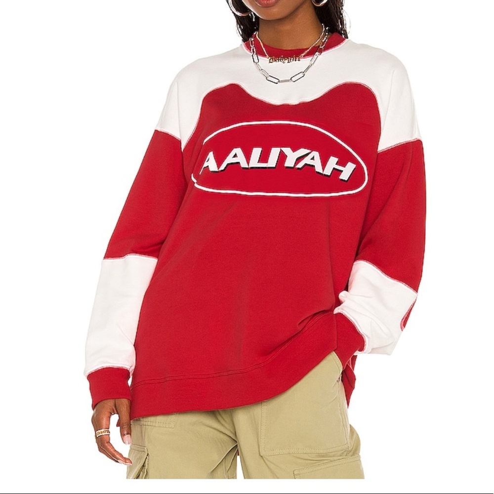 Aaliyah Sweatshirt in Red and White (revolve)